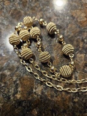 Gold Sculpted Bead Necklace